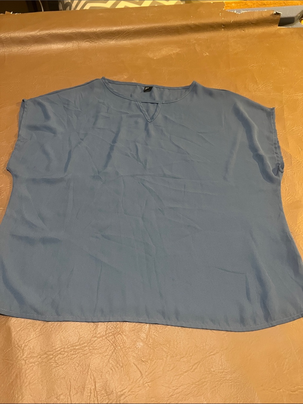 SHEIN Light Blue Notch-Neck Short Sleeve Blouse